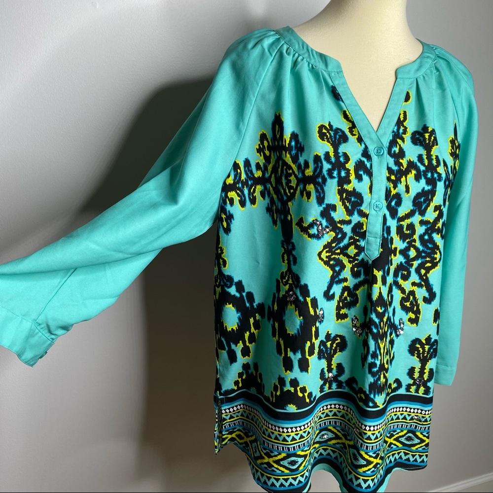 New Directions Weekend colorful peasant top size x large - Picture 2 of 7